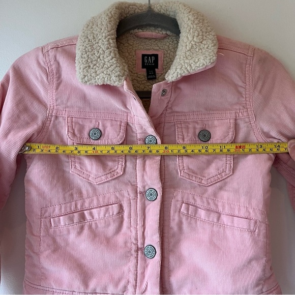 GAP Kids Pink Corduroy Sherpa Lined Jacket Size S (6–7) – Faux Shearling Collar - Picture 11 of 16